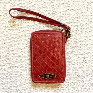 Elliott Lucca red woven leather wristlet/wallet